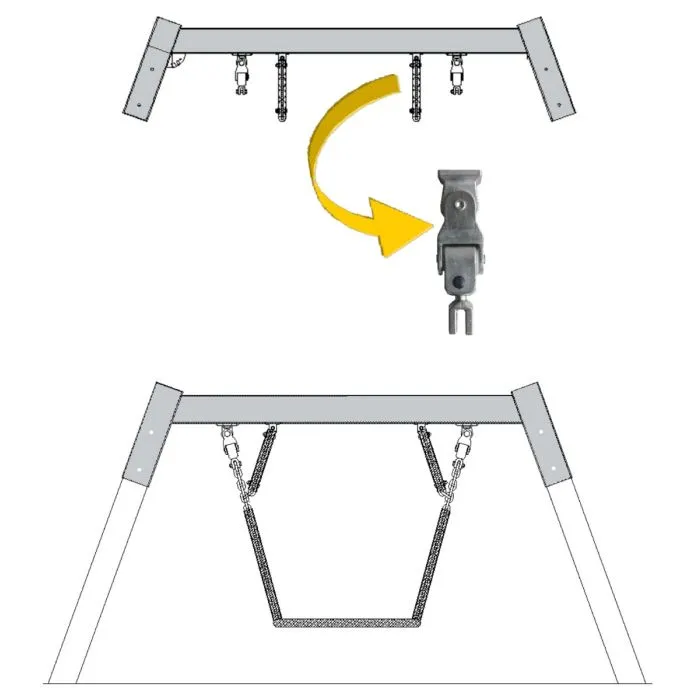 Swing beam for nest swing