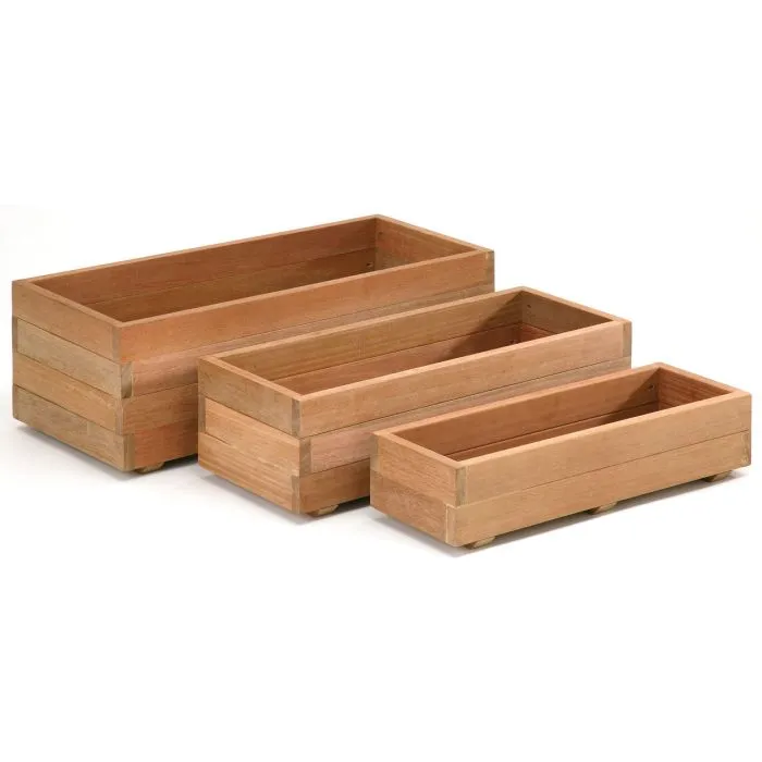 Wooden planters rectangular hardwood Bangkirai set