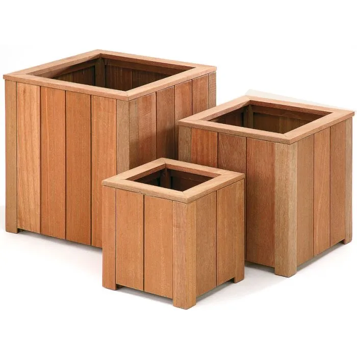 Square wooden planters hardwood Bangkirai 50x50x50cm