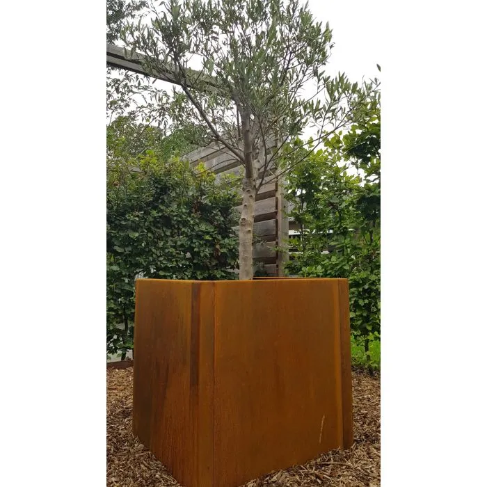 Corten steel planters square 100x100x100cm
