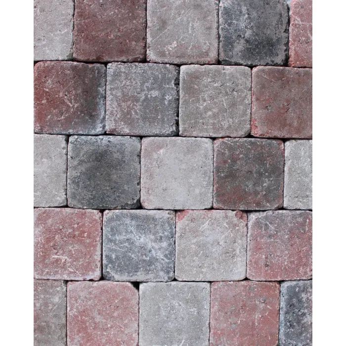 Cobblestones red/black tumbled 10x10x6cm (m2)