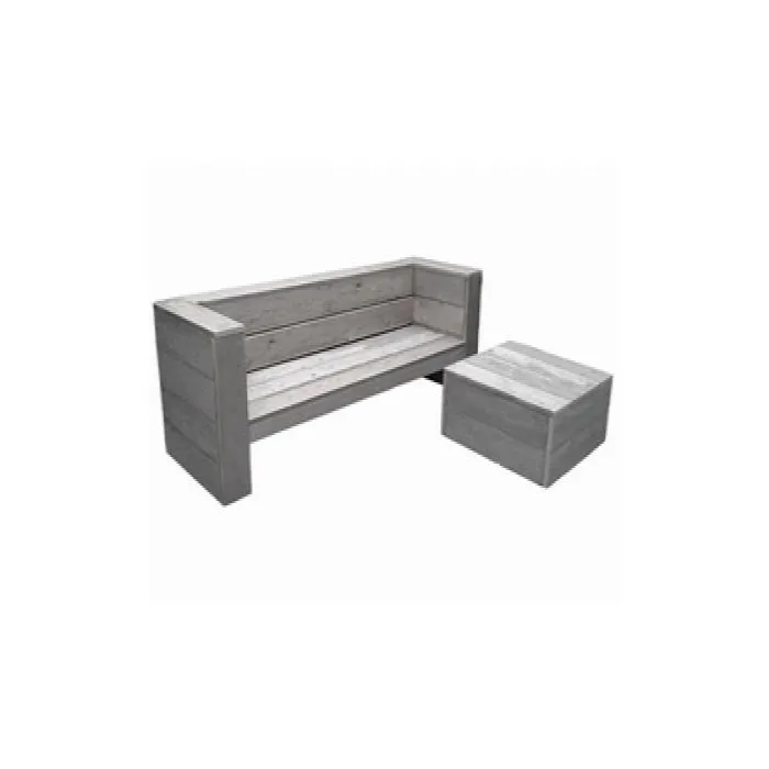 Hocker scaffold boards 80x80x43cm grey wash