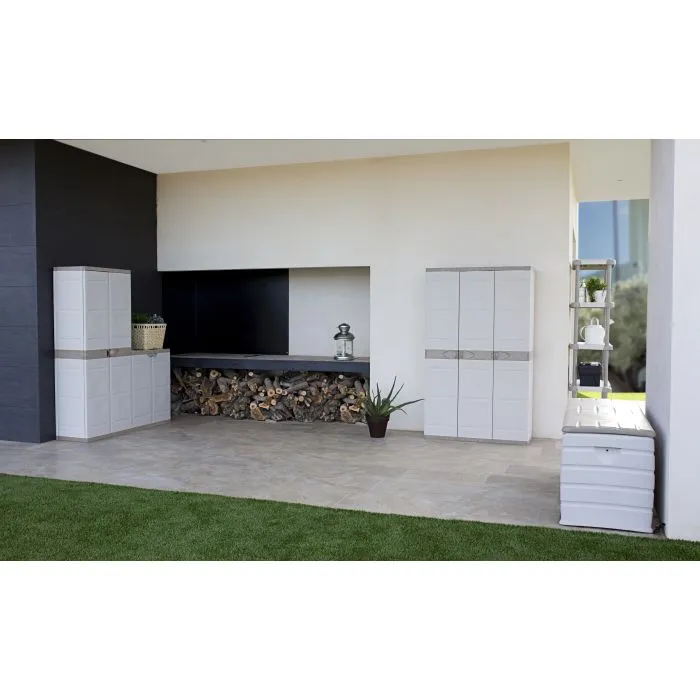 Plastic storage cabinet gray 70x176cm with 4 shelves 