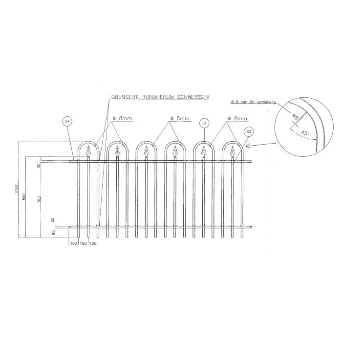 Fence railing Basic 100x190cm