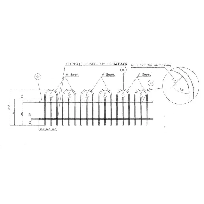 Fence railing Basic 60x190cm