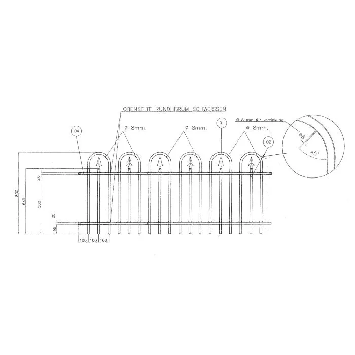 Fence railing Basic 80x190cm