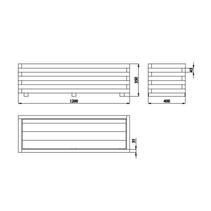 Wooden planters rectangular 120x40x35cm