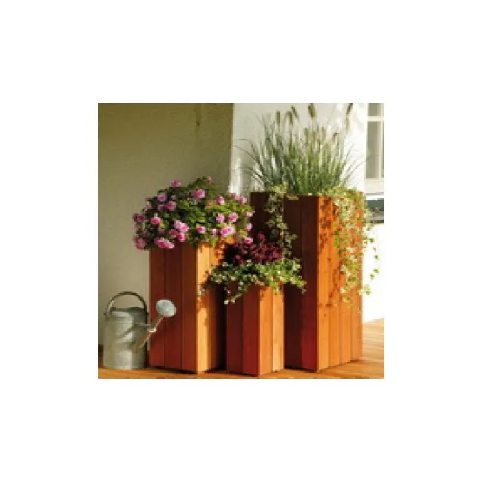 Square wooden planters hardwood Bangkirai 50x20x20cm