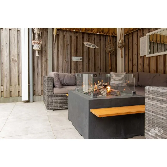 Ceramic garden tile Cimenti smoke 90x90x2cm