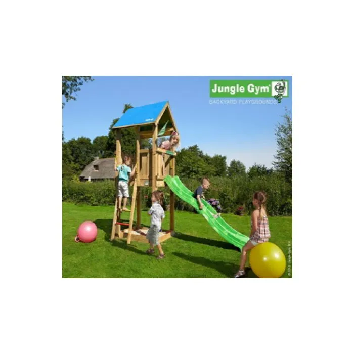 Wooden play house Jungle Castle Waveslide incl.
