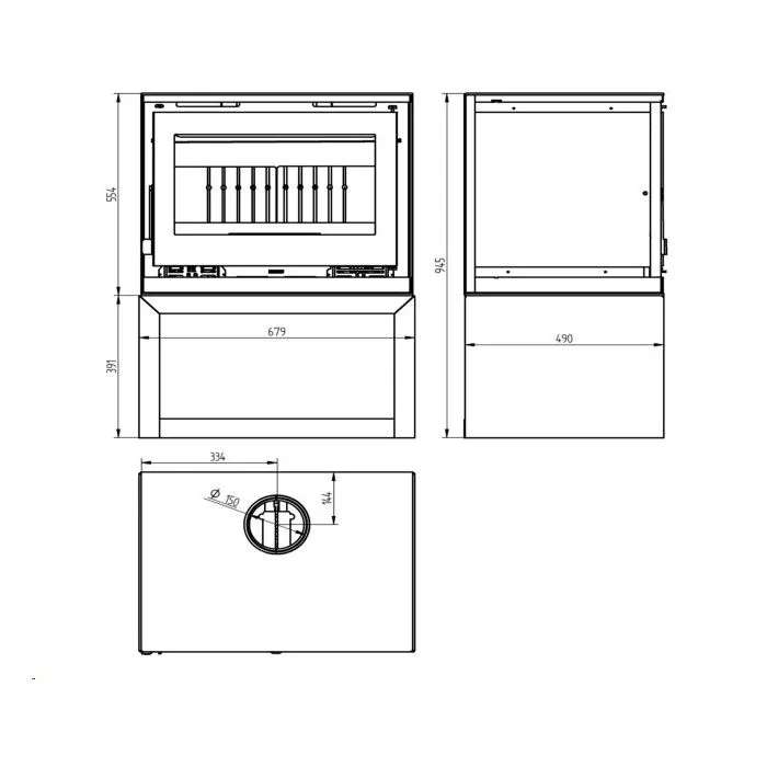 Wood stove Fenix 679x490x945mm