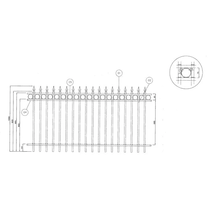 Fence railing de Luxe 100x190cm