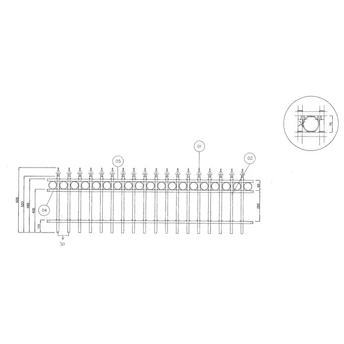 Fence railing de Luxe 60x190cm