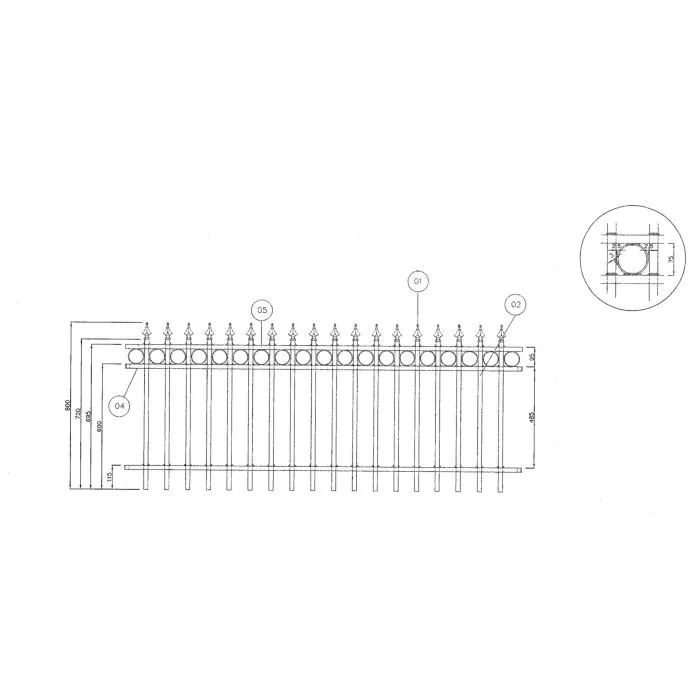 Fence railing de Luxe 80x190cm