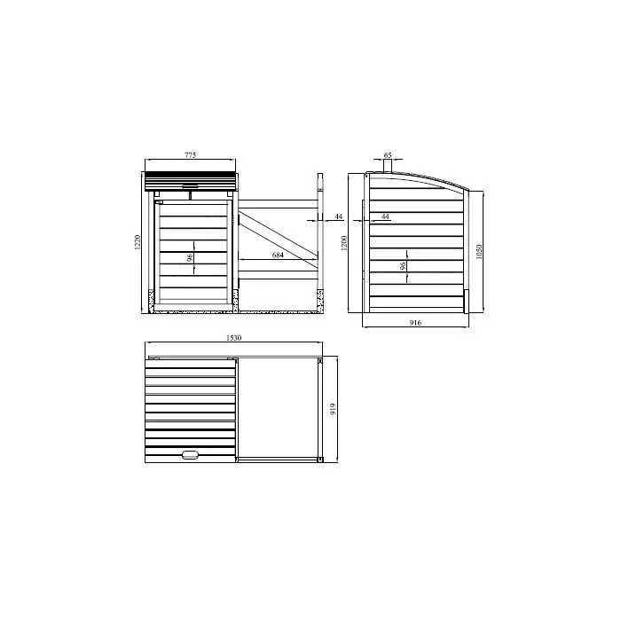 Bin cover wheelie double 155x122x90cm