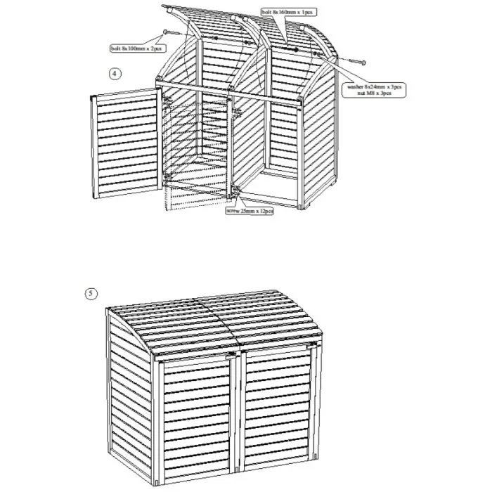 Wheelie Bin Cover double 145x125x90cm