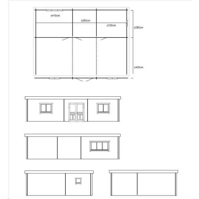 Informal care chalet Cambridge 10,3x7,3m (70mm)