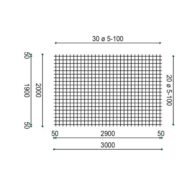 Concrete reinforcement mesh 2x3m 5/100mm