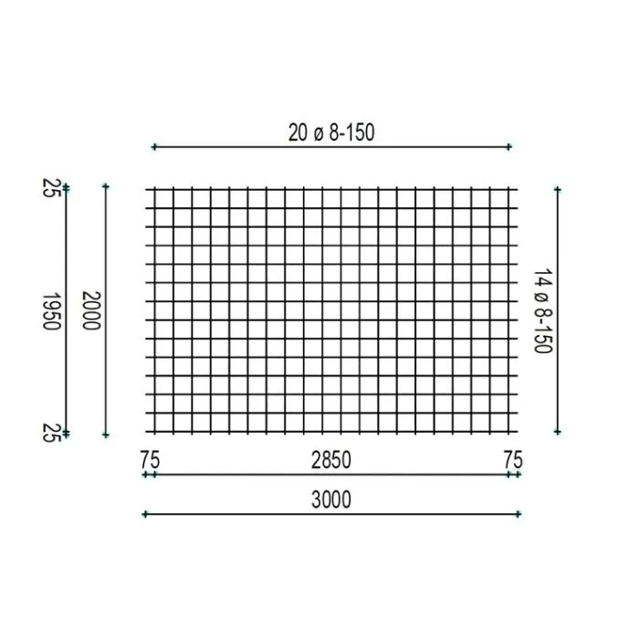 Concrete reinforcement mesh 2x3m 8/150mm