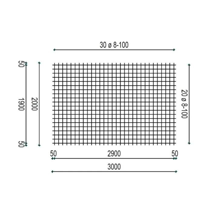Concrete reinforcement mesh hot dip galvanized 2x3m 8/100mm