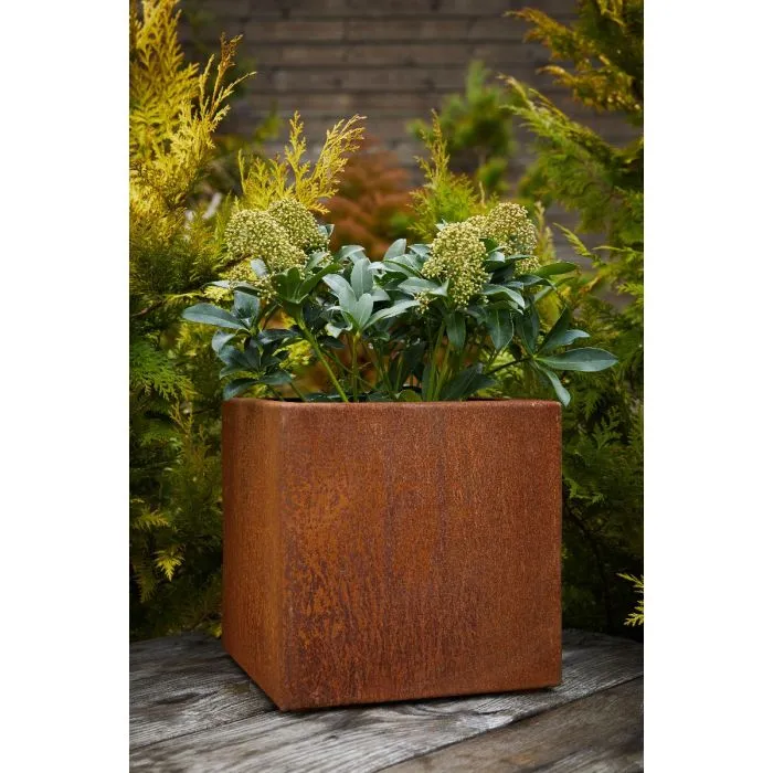 Corten steel planters square 100x100x100cm