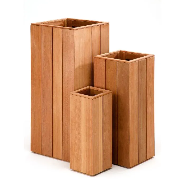 Square wooden planters hardwood Bangkirai 50x20x20cm