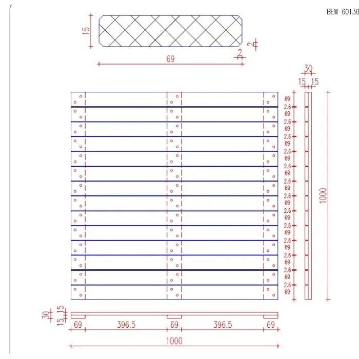 Decking tiles Bangkirai hardwood 100cm smooth