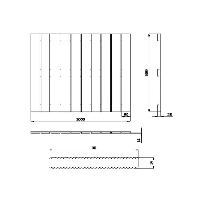Wooden Decking tile 100x100cm pine wood