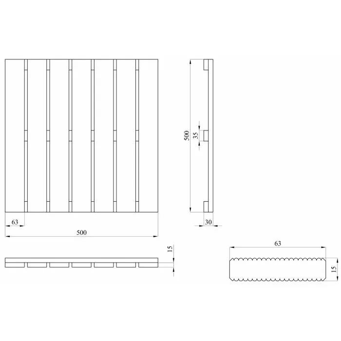 Decking tile Deck pine wood 50x50cm